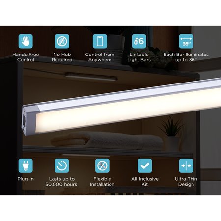 Black & Decker Works with Alexa Smart Under Cabinet Lighting Kit, Adjustable LEDs, 3 9 In. Bars White LEDUC9-3CCT-ACK